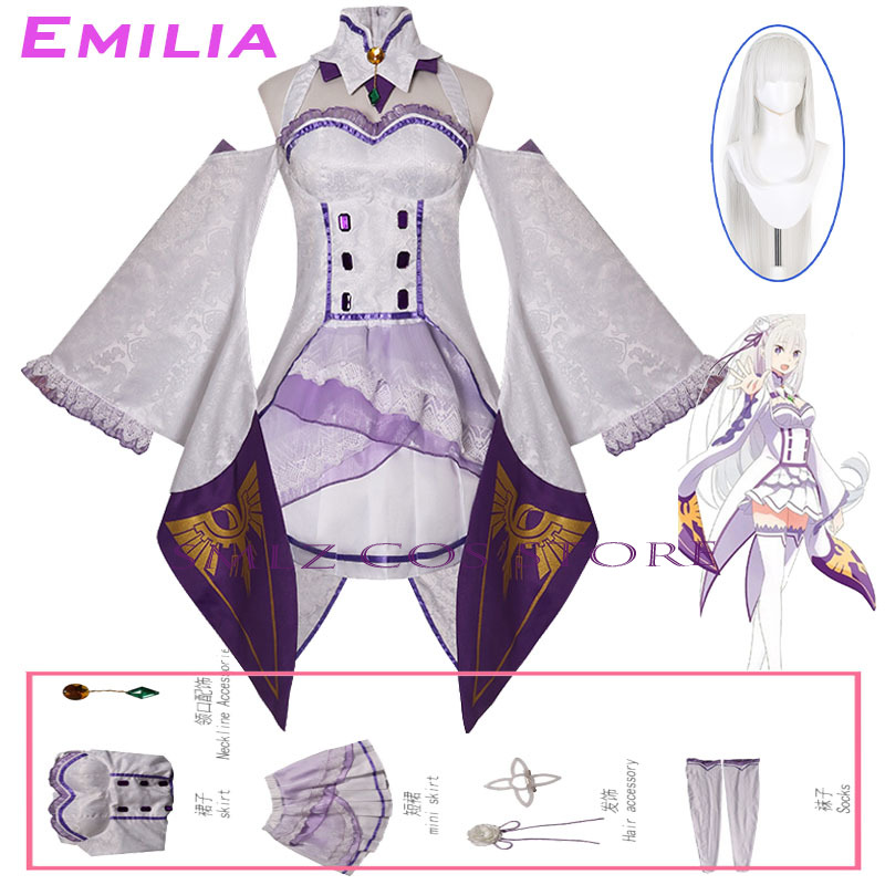 Emilia Cosplay Anime Re Zero K - Anime Cosplay Wig recension och pris